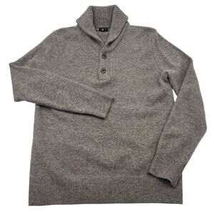 J. Crew Mens Taupe Lambswool Preppy Shawl Collar Pullover Sweater Sz S